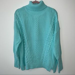 Mint green turtleneck sweater